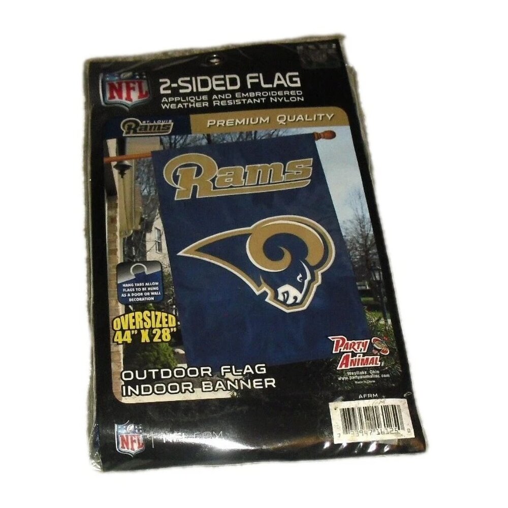 Los Angeles Rams Embroidered Two Sided Flag Banner 44 X 28 Inches New Nfl